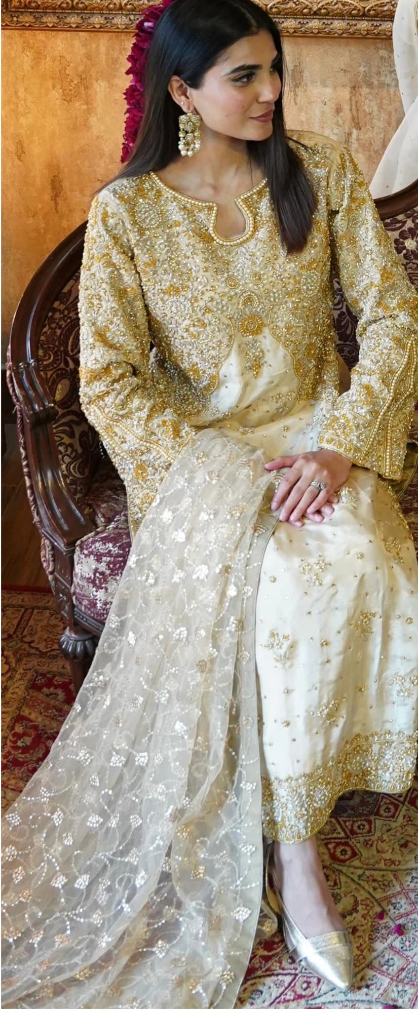 Detailed gold hand embellishment on Zar by AWAMI